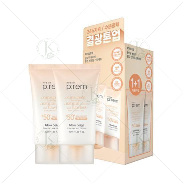 Kem Chống Nắng Nâng Tone Tự Nhiên Make P:rem Glow Beige Tone Up Sun Cream SPF50+ PA++++ 40ml