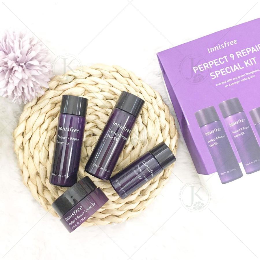 Bộ kít 4 món chăm sóc da, chống lão hóa Innisfree Perfect 9 Repair Special Kit (4 món)