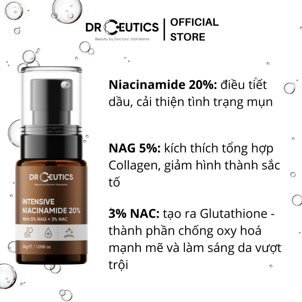 Tinh Chất Sáng Da, Dưỡng Thâm, Kiềm Dầu DRCEUTICS B3 Intensive Niacinamide 20% 30g
