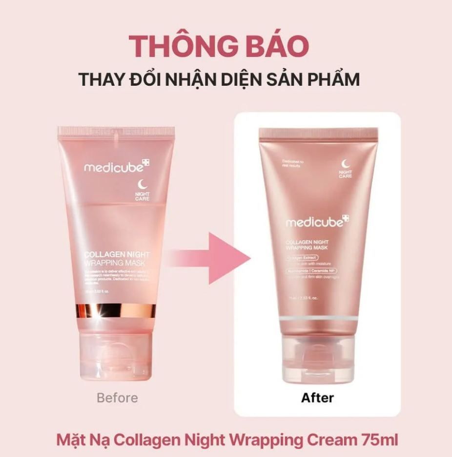 Mặt Nạ Ngủ Collagen Dạng Lột, Căng Bóng Da Medicube Collagen Night Wrapping Mask 75ml