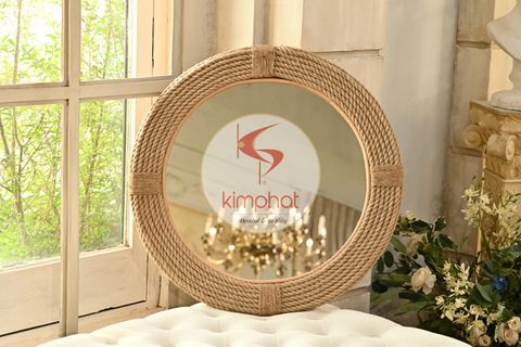  MJ-2810: Elegant Craft Jute Mirror Round 