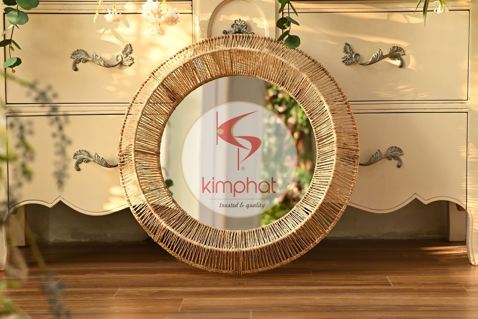 MJ-2811: Well-Formed Round Jute Mirror