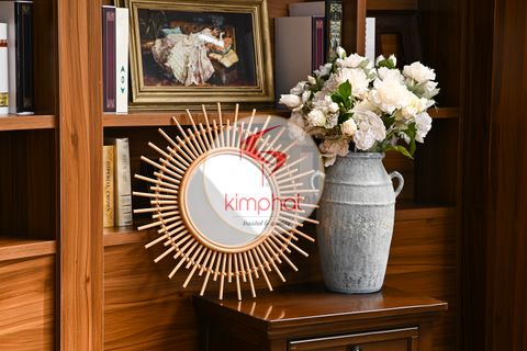  MR-2802: Excellent Rattan Sunflower Mirror 