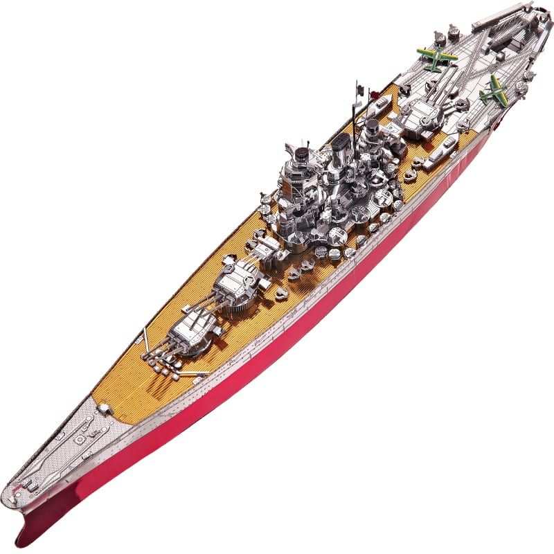 Mô Hình Kim Loại Lắp Ráp 3D Thiết Giáp Hạm Yamato Battleship (Silver, Red) – Piececool MP462