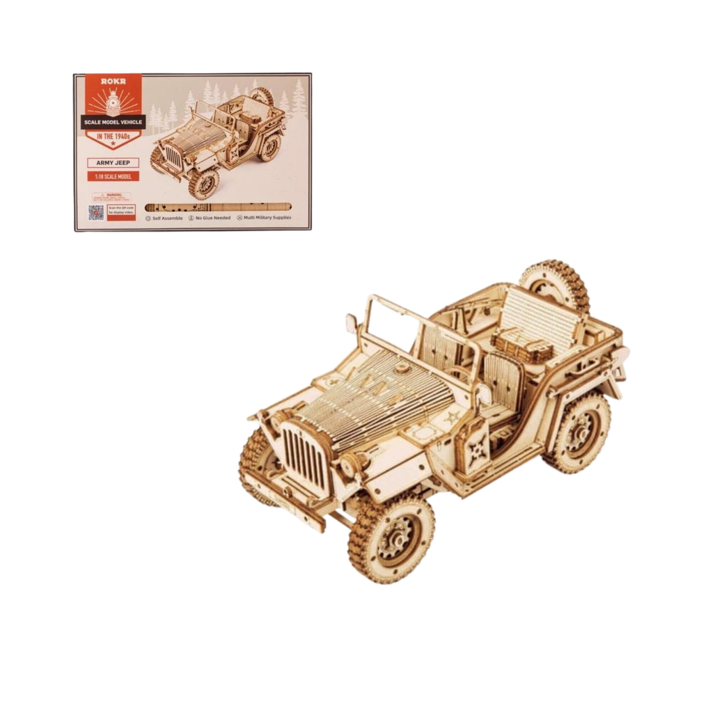 Mô hình gỗ lắp ráp 3D Army Field Car (Xe Jeep Quân Sự) (Wood Color) Robotime MC701 - WP034