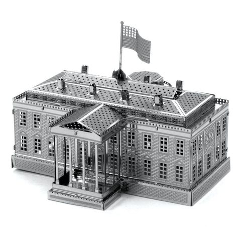 Mô hình kim loại lắp ráp 3D White House (Nhà Trắng) (Silver) Metal Mosaic MP842