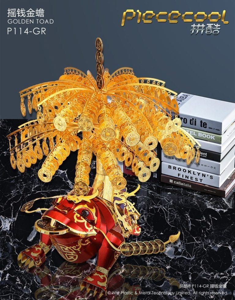 Mô Hình Kim Loại Lắp Ráp 3D Golden Toad (Cóc Thiềm Thừ) (Red, Gold) – Piececool MP600