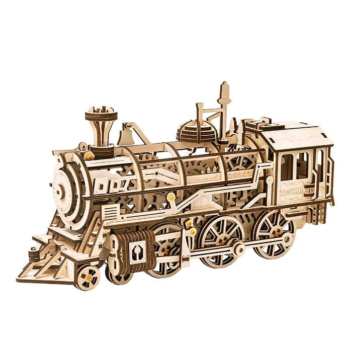 Mô hình gỗ lắp ráp 3D Steam Locomotive (Đầu Máy Xe Lửa Hơi Nước) (Wood Color) - Robotime LK701 - WP001