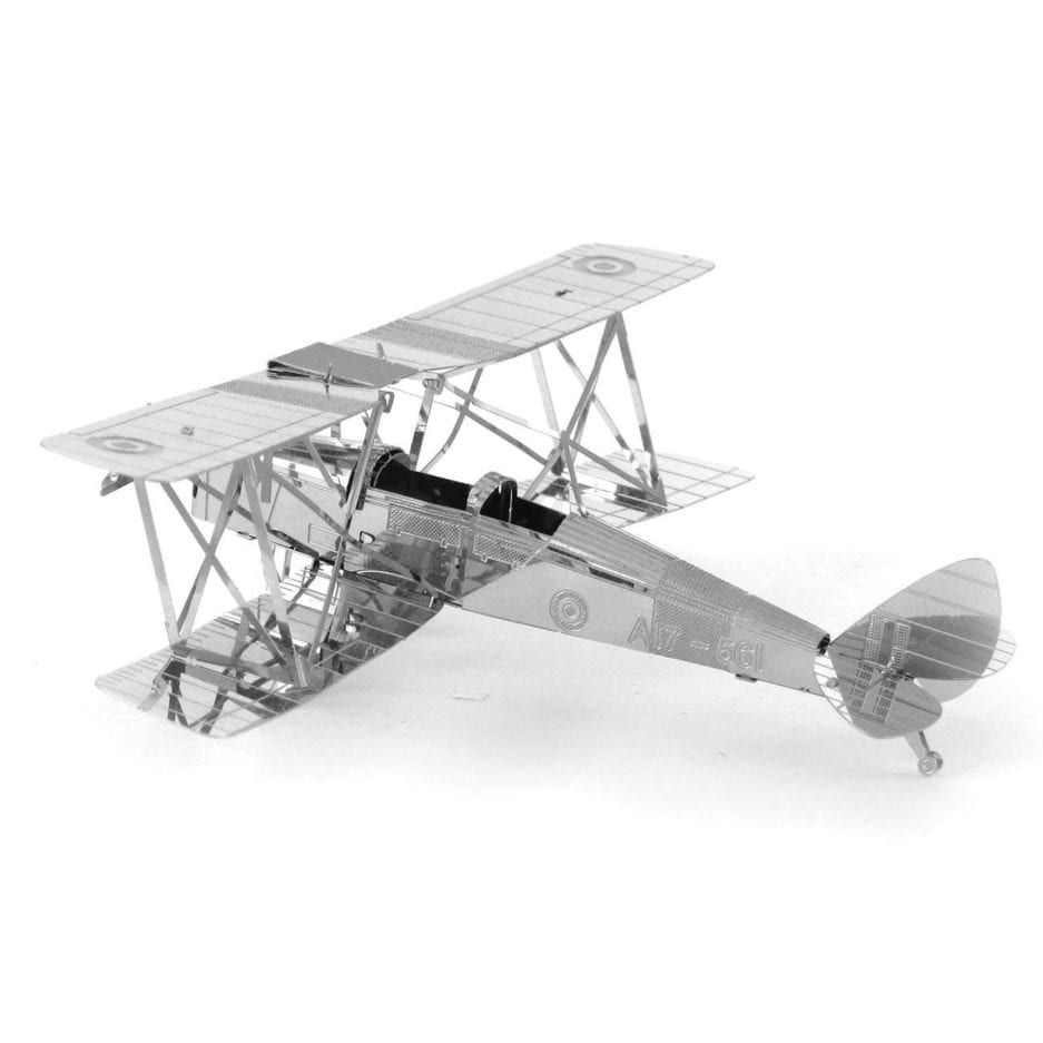 Mô Hình Kim Loại Lắp Ráp 3D Máy Bay de Havilland Tiger Moth (Silver) – Metal Works MP136