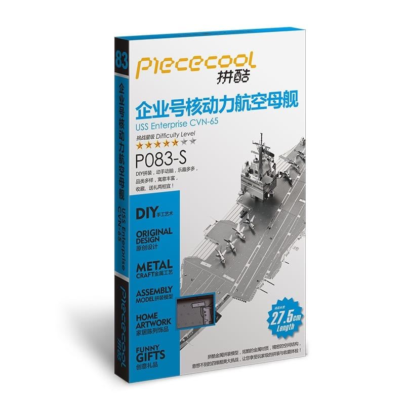 Mô Hình Kim Loại Lắp Ráp 3D Tàu Sân Bay USS Enterprise CVN-65 (Silver) – Piececool MP298