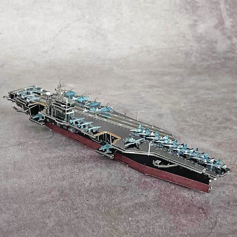 Mô hình kim loại lắp ráp 3D Tàu Sân Bay USS Theodore Roosevelt CVN-71 (Silver, Red) – Piececool MP1019