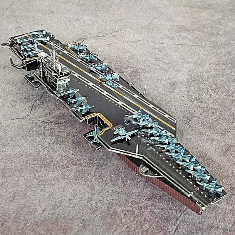 Mô hình kim loại lắp ráp 3D Tàu Sân Bay USS Theodore Roosevelt CVN-71 (Silver, Red) – Piececool MP1019