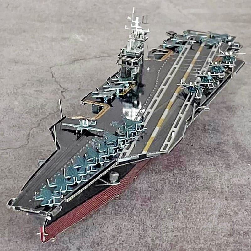 Mô hình kim loại lắp ráp 3D Tàu Sân Bay USS Theodore Roosevelt CVN-71 (Silver, Red) – Piececool MP1019