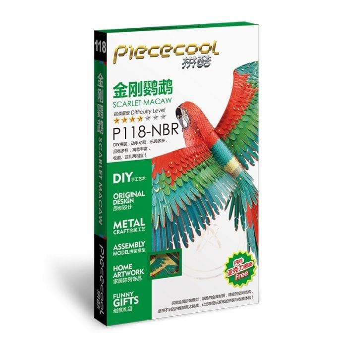 Mô Hình Kim Loại Lắp Ráp 3D Scarlet Macaw (Vẹt Macaw) (Red, Gold, Blue, Green) - Piececool MP748