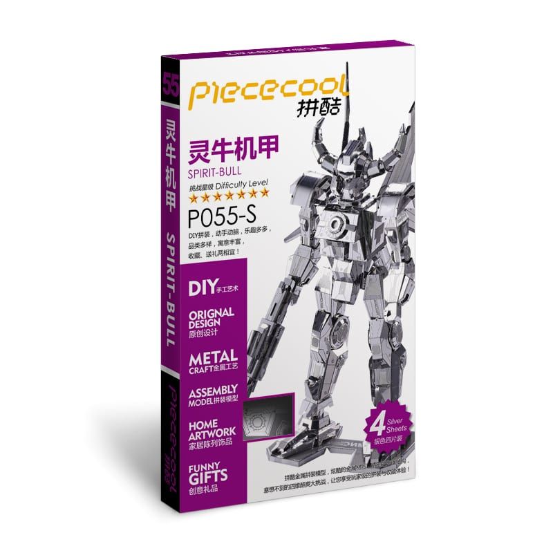 Mô Hình Kim Loại Lắp Ráp 3D Spirit Bull (Robot Bò Mộng) (Silver) – Piececool MP129