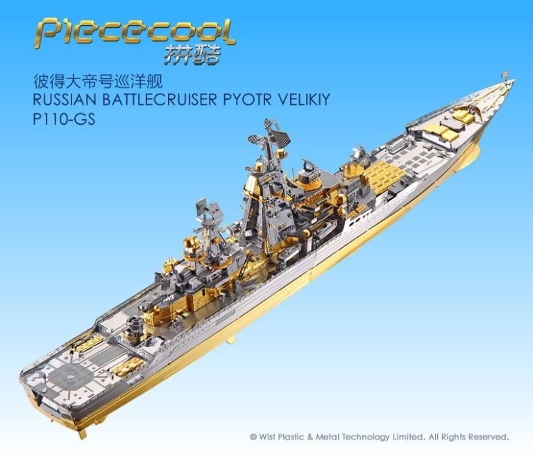 Mô Hình Kim Loại Lắp Ráp 3D Tuần Dương Hạm Pyotr Velikiy Lớp Kirov (Silver, Gold) – Piececool MP583