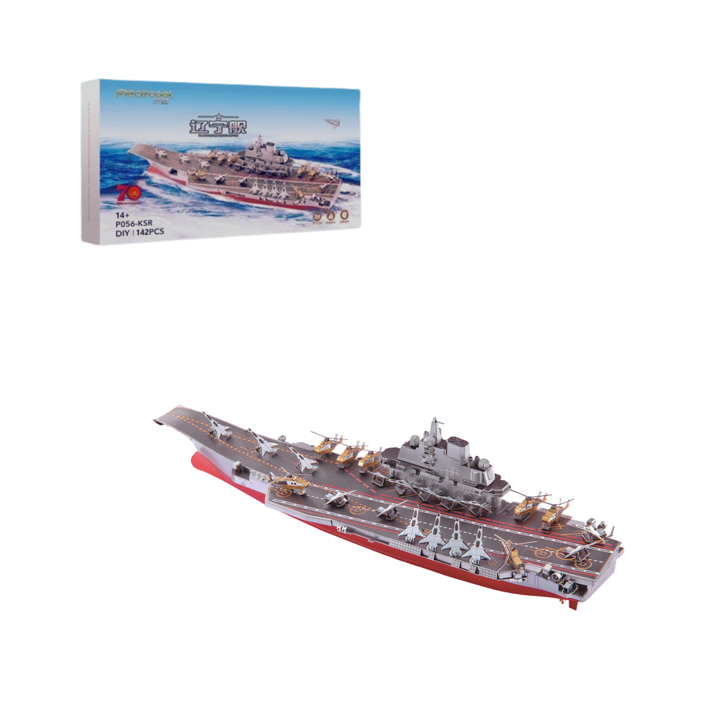 Mô hình kim loại lắp ráp 3D Hàng Không Mẫu Hạm CV-16 Plan Liaoning (Silver, Red, Brown) – Piececool MP794