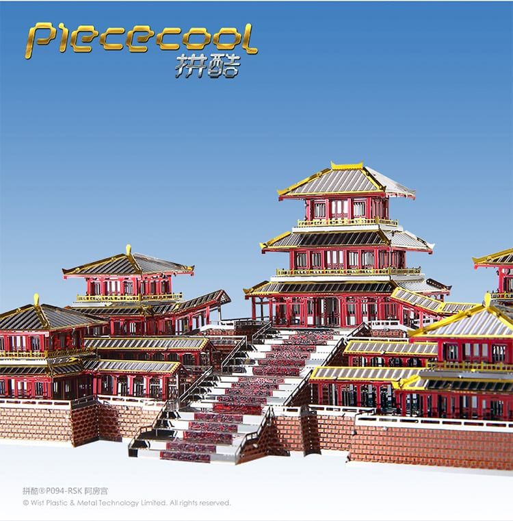 Mô Hình Kim Loại Lắp Ráp 3D Epang Palace (Cung A Bàng) (Silver, Red, Gold) – Piececool MP365