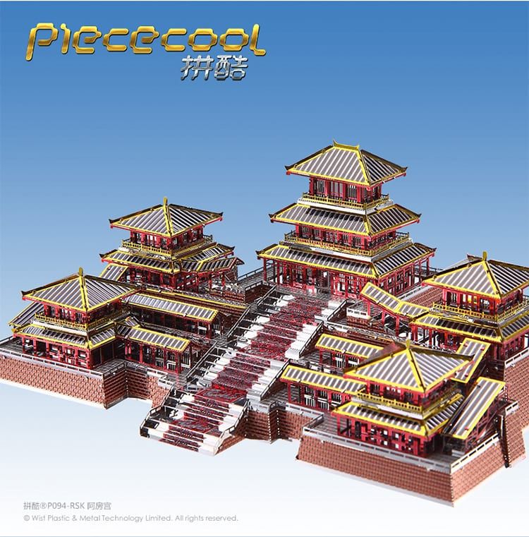 Mô Hình Kim Loại Lắp Ráp 3D Epang Palace (Cung A Bàng) (Silver, Red, Gold) – Piececool MP365