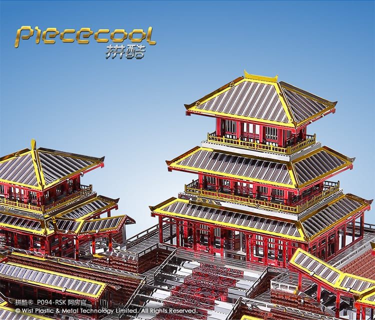 Mô Hình Kim Loại Lắp Ráp 3D Epang Palace (Cung A Bàng) (Silver, Red, Gold) – Piececool MP365