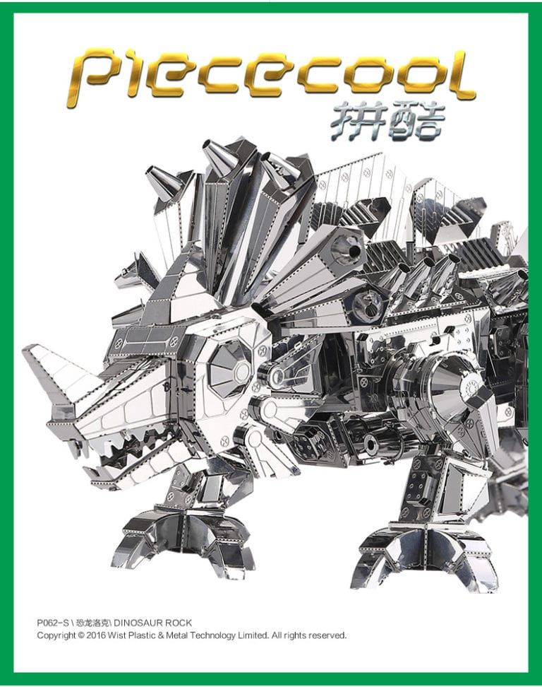 Mô Hình Kim Loại Lắp Ráp 3D Triceratops (Khủng Long 3 Sừng) (Silver) – Piececool MP150