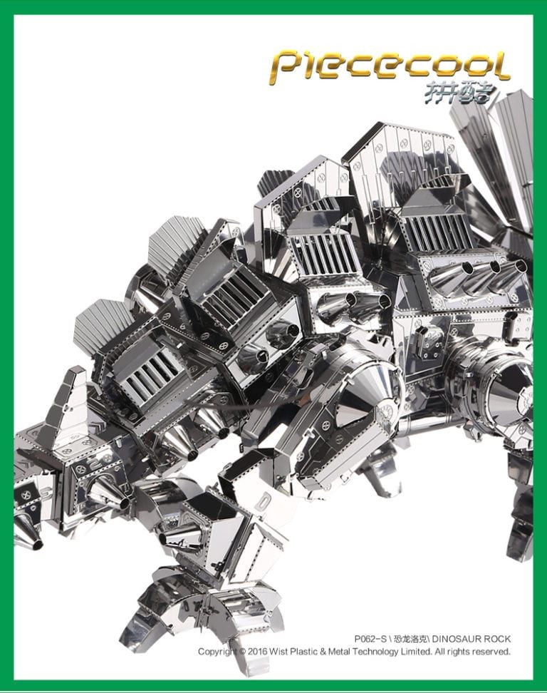 Mô Hình Kim Loại Lắp Ráp 3D Triceratops (Khủng Long 3 Sừng) (Silver) – Piececool MP150