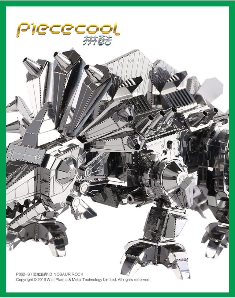 Mô Hình Kim Loại Lắp Ráp 3D Triceratops (Khủng Long 3 Sừng) (Silver) – Piececool MP150