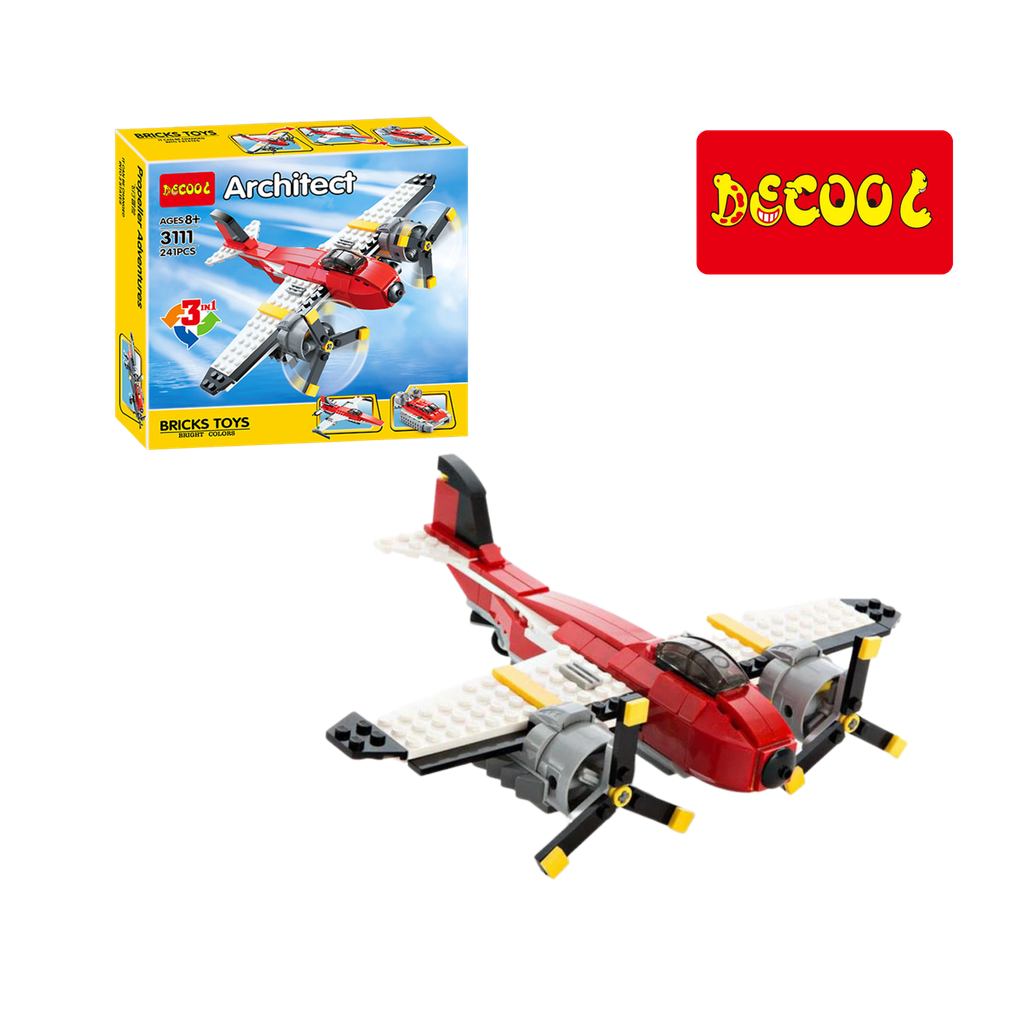 Bộ xếp hình lego máy bay chiến đấu, thuyền 3in1 Decool