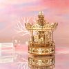 Mô Hình Gỗ Lắp Ráp 3D Romantic Carousel (Hộp Nhạc Vòng Xoay Ngựa Gỗ) (Wood Color) - Robotime - AMK62