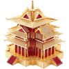Mô hình kim loại lắp ráp 3D The Watchtower Of Forbidden City (Tháp Canh Tử Cấm Thành) (Red, Gold) - Piececool MP206