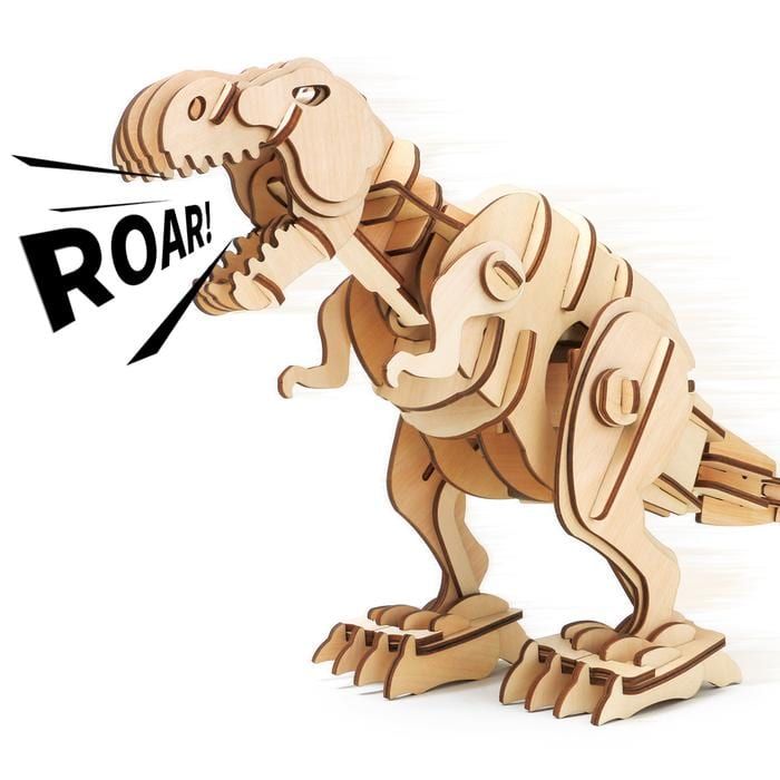 Mô hình gỗ lắp ráp 3D Robotic T-Rex (Khủng Long Bạo Chúa) (Wood Color) - Robotime D200 - WP035