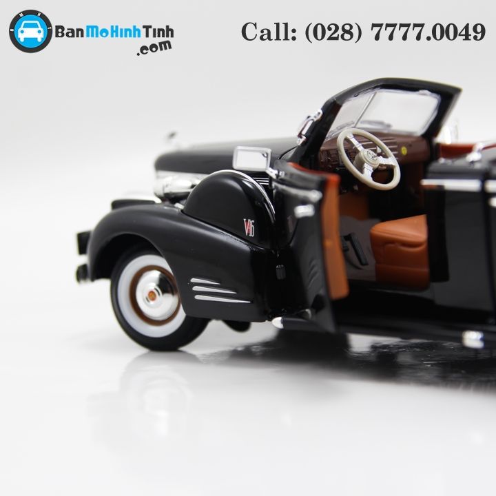 MÔ HÌNH 1938 CADILLAC V-16 PRESIDENTIAL LIMOUSE BLACK 1:24 YATMING- 24028