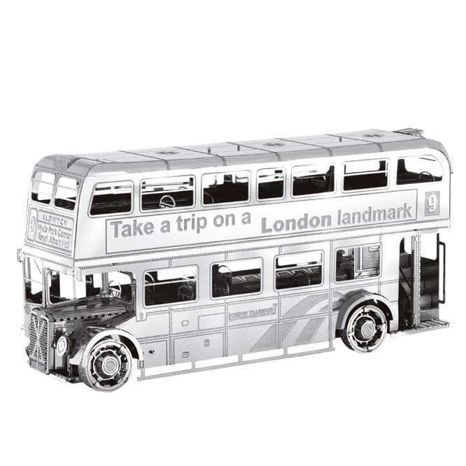  Mô hình kim loại lắp ráp 3D London Bus (Xe Buýt Luân Đôn Hai Tầng) (Silver) - Metal Works MP452 