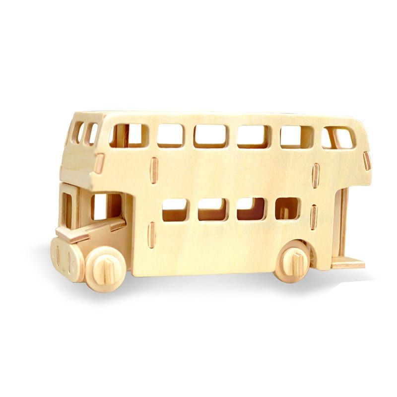  Mô hình gỗ lắp ráp 3D Bus (Xe Buýt) (Wood Color) - Robotime JP238 - WP074 