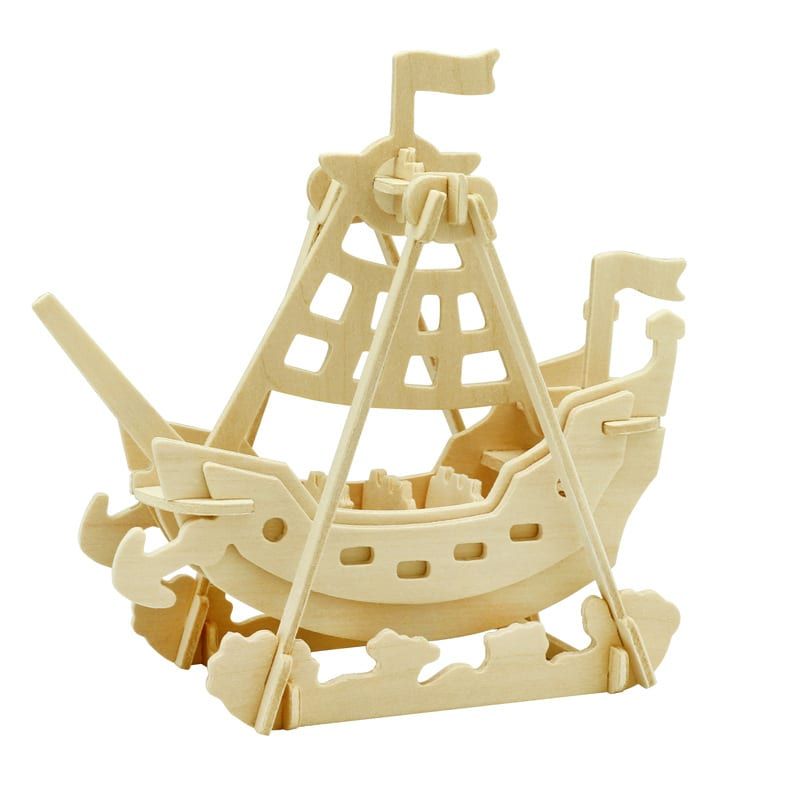  Mô hình gỗ lắp ráp 3D Pirate Ship (Tàu Cướp Biển) (Wood Color) - Robotime JP264 – WP072 