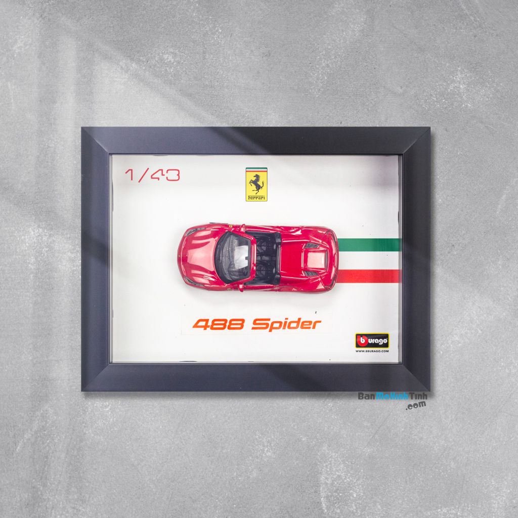 Khung tranh mô hình xe Ferrari 488 Spider 1:43 Bburago - 18-36026