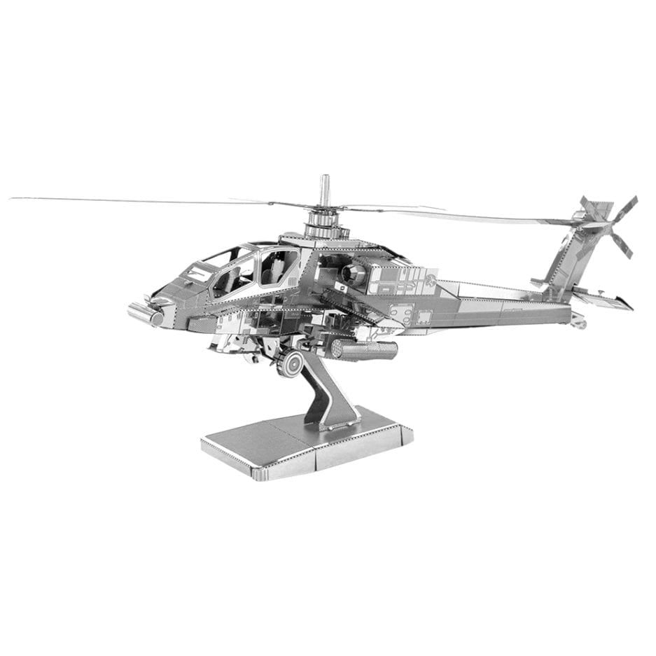 Mô hình kim loại lắp ráp 3D Trực Thăng AH-64 Apache (Silver) - Metal Mosaic MP034