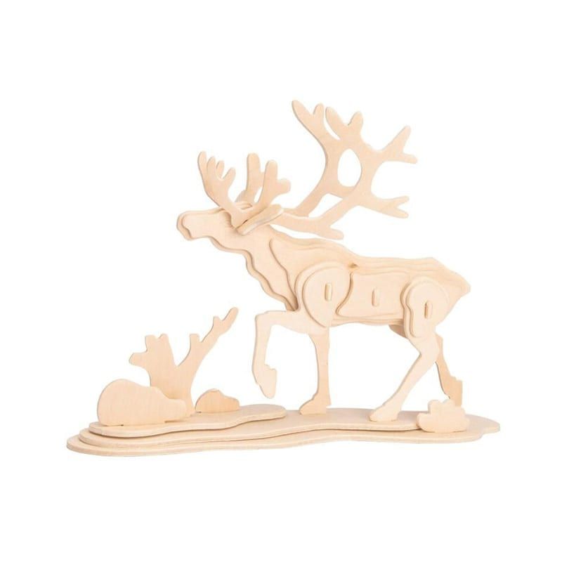  Mô hình gỗ lắp ráp 3D Elk Deer (Nai Sừng Xám) (Wood Color) - Robotime JP274 - WP064 