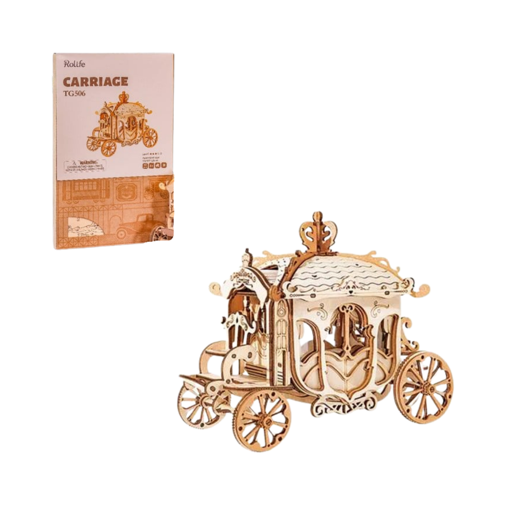 Mô hình gỗ lắp ráp 3D Classic Horse Carriage (Xe Ngựa Cổ Điển) (Wood Color) - Robotime TG506 – WP184