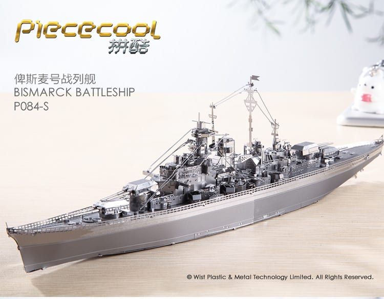 Mô Hình Kim Loại Lắp Ráp 3D Tàu Chiến Bismarck Battleship (Silver) – Piececool MP297