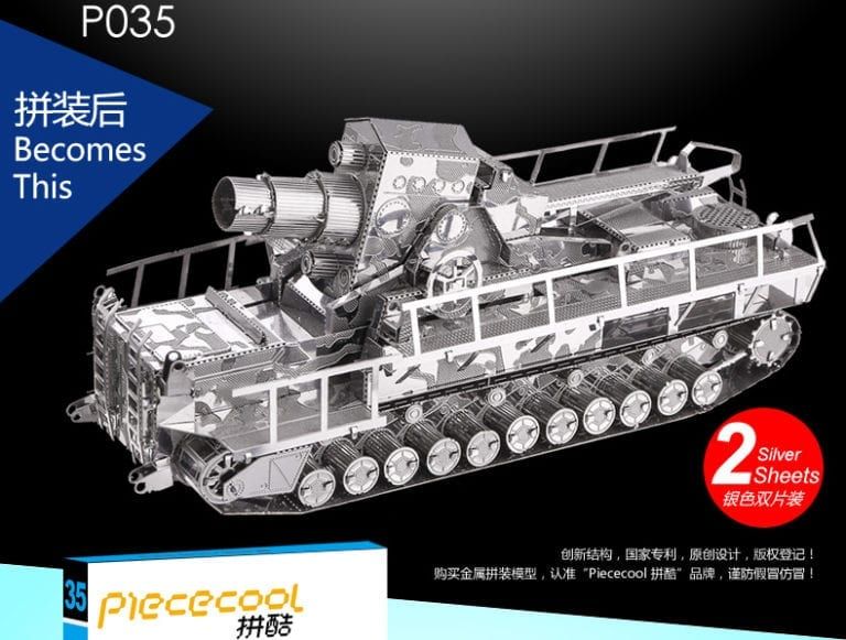Mô Hình Kim Loại Lắp Ráp 3D Siêu Đại Pháo Railway Gun (Silver) – Piececool MP087