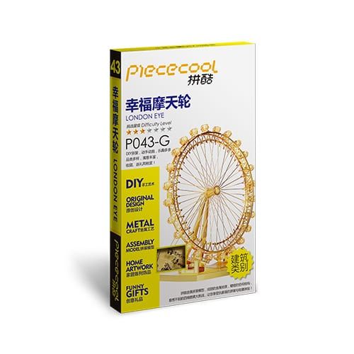 Mô Hình Kim Loại Lắp Ráp 3D London Eye (Mắt Luân Đôn) (Gold) – Piececool MP079