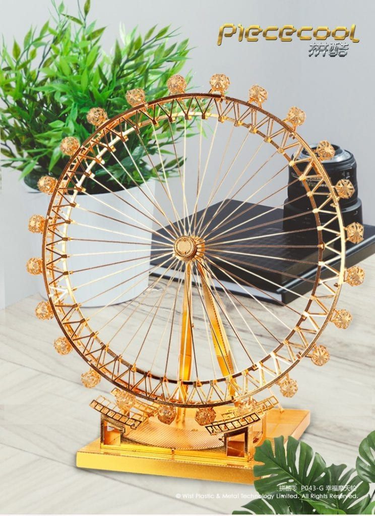 Mô Hình Kim Loại Lắp Ráp 3D London Eye (Mắt Luân Đôn) (Gold) – Piececool MP079