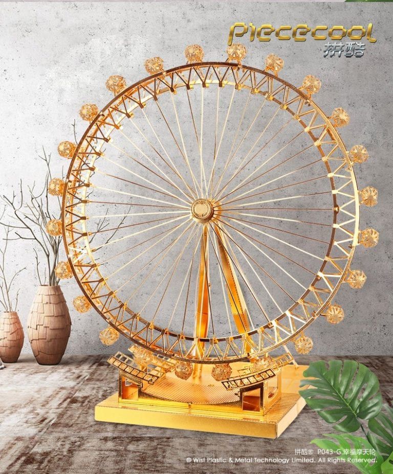 Mô Hình Kim Loại Lắp Ráp 3D London Eye (Mắt Luân Đôn) (Gold) – Piececool MP079