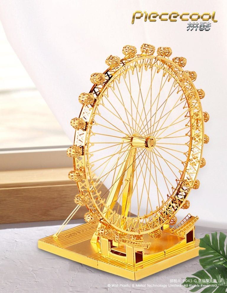 Mô Hình Kim Loại Lắp Ráp 3D London Eye (Mắt Luân Đôn) (Gold) – Piececool MP079