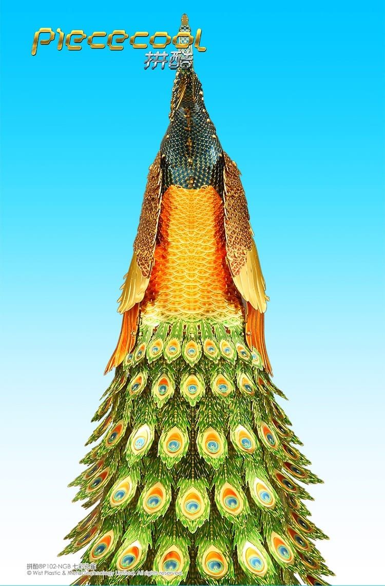 Mô Hình Kim Loại Lắp Ráp 3D Peacock (Con Công) (Gold, Green) – Piececool MP437