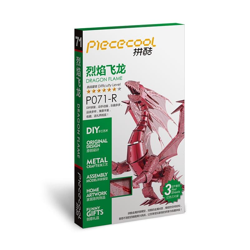 Mô Hình Kim Loại Lắp Ráp 3D Dragon Flame (Rồng Đỏ) (Red) – Piececool MP197