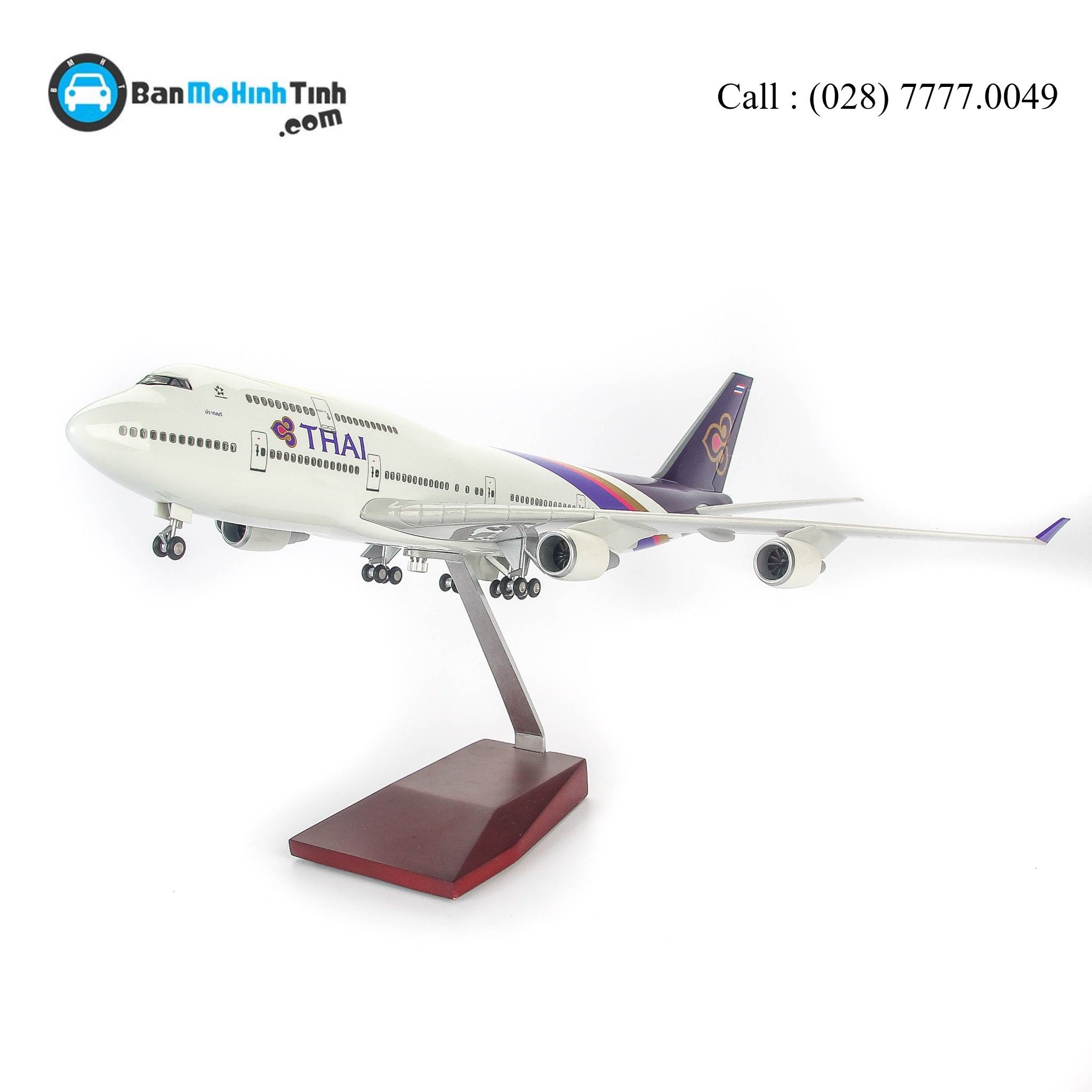 MÔ HÌNH MÁY BAY B747 THÁI EVERFLY 47CM (LED)