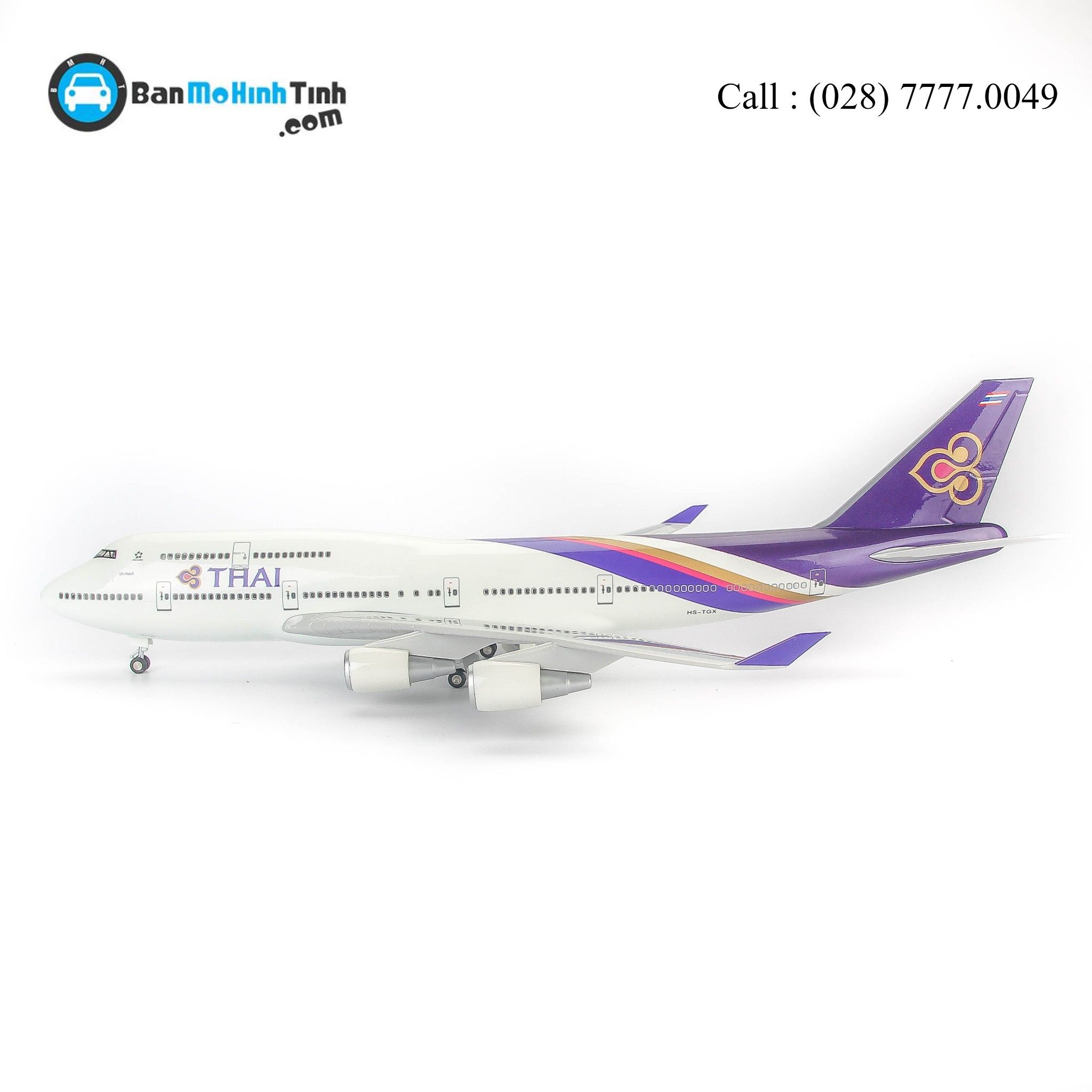 MÔ HÌNH MÁY BAY B747 THÁI EVERFLY 47CM (LED)