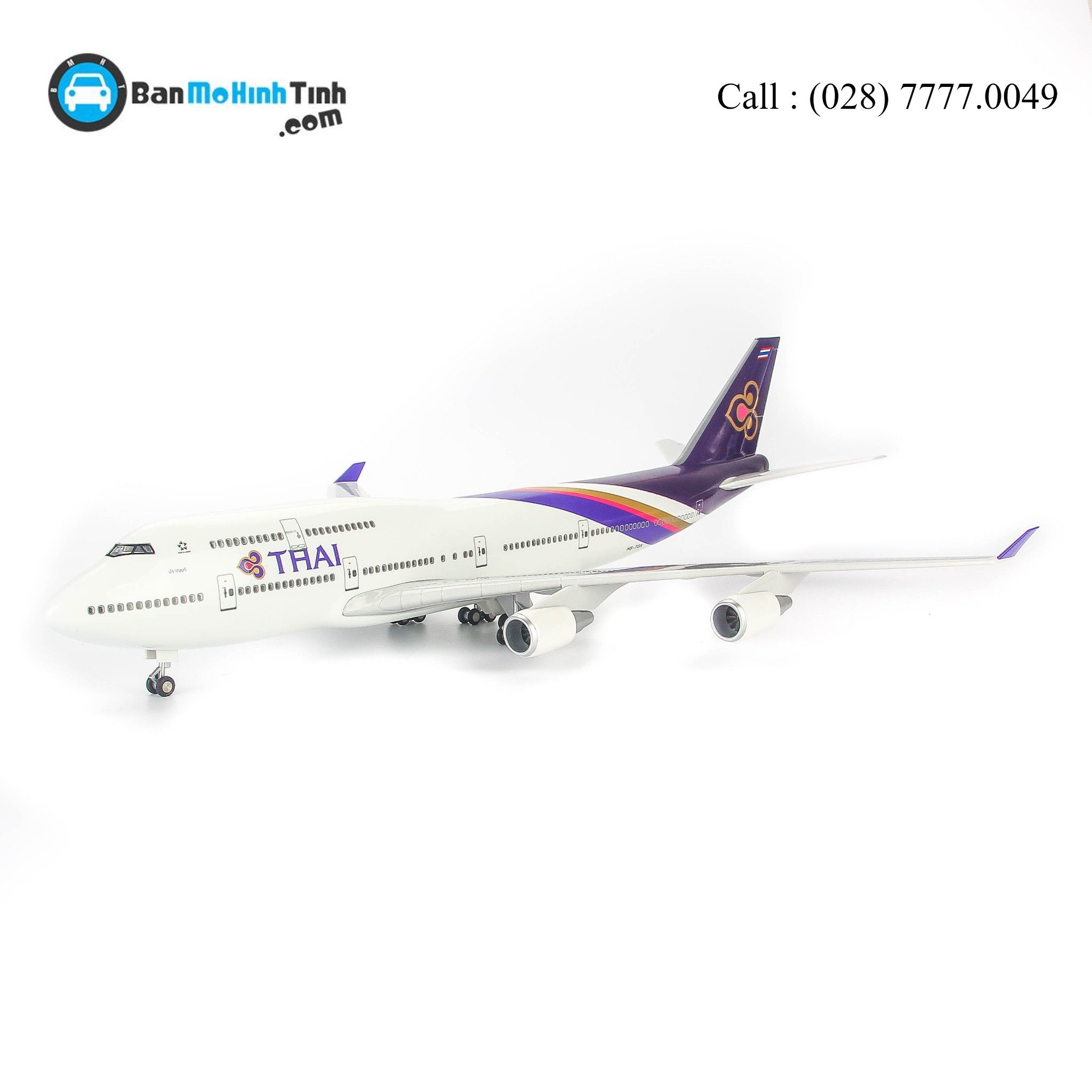 MÔ HÌNH MÁY BAY B747 THÁI EVERFLY 47CM (LED)